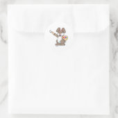 Konijn als schilder met penseel en verf ronde sticker (Tas)