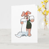 Konijn als secretaresse met papier kaart (Gele Bloem)