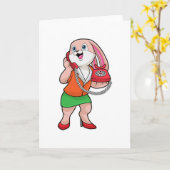 Konijn als secretaresse met telefoon kaart (Gele Bloem)