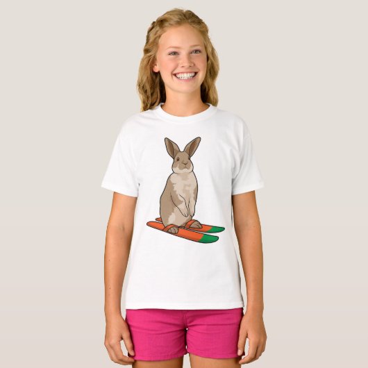 Konijn als skiër t-shirt (Voorkant volledig)
