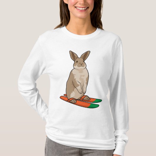 Konijn als skiër t-shirt (Voorkant)
