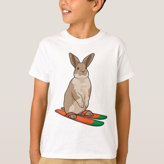 Konijn als skiër t-shirt (Voorkant)