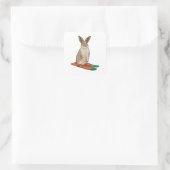Konijn als skiër vierkante sticker (Tas)