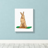 Konijn als Snowboarder met Snowboard Canvas Afdruk (Insitu (Houten vloer))