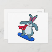 Konijn als Snowboarder met Snowboard en Scarf Briefkaart (Voorkant / Achterkant)