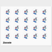 Konijn als Snowboarder met Snowboard en Scarf Ronde Sticker (Vel)