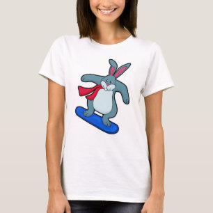 Konijn als Snowboarder met Snowboard en Scarf T-shirt