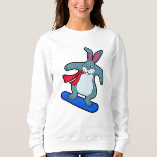 Konijn als Snowboarder met Snowboard en Scarf Trui