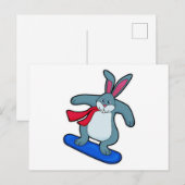 Konijn als snowboarder met snowboard en sjaal briefkaart (Voorkant / Achterkant)