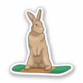 Konijn als Snowboarder met Snowboard Sticker (Voorkant)