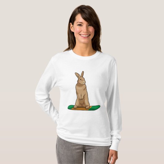 Konijn als Snowboarder met Snowboard T-shirt (Voorkant volledig)
