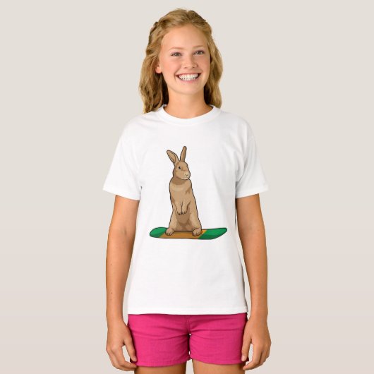 Konijn als Snowboarder met Snowboard T-shirt (Voorkant volledig)