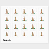 Konijn als Snowboarder met Snowboard Vierkante Sticker (Vel)