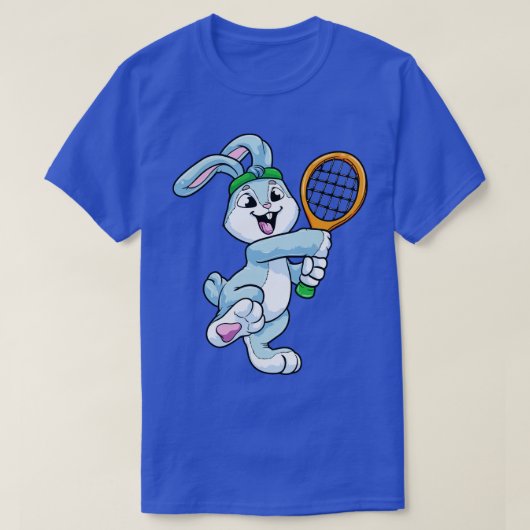 Konijn als tennisser met hoofd bij tennis t-shirt (Design voorkant)
