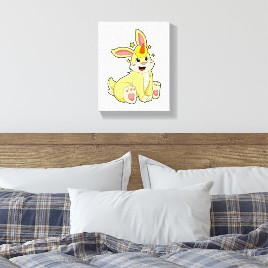 Konijn als Unicorn Canvas Afdruk (Insitu (Slaapkamer))