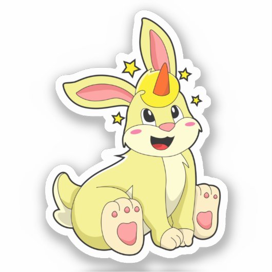 Konijn als Unicorn Sticker (Voorkant)