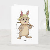 Konijn als visser met hengel kaart (Achterkant)