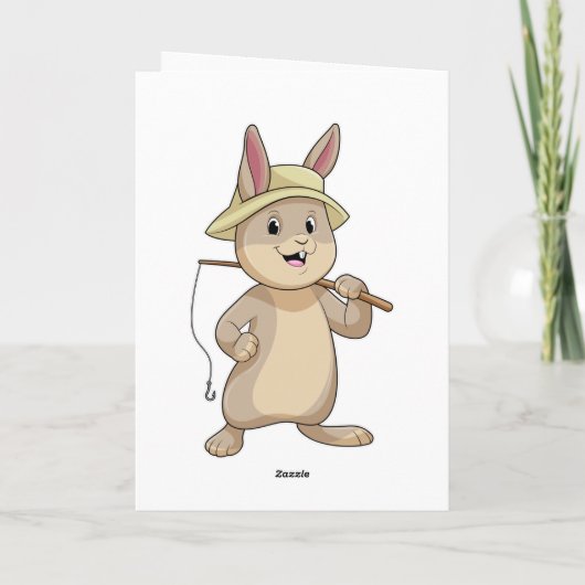 Konijn als visser met hengel kaart (Achterkant)