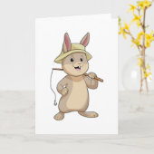 Konijn als visser met hengel kaart (Gele Bloem)