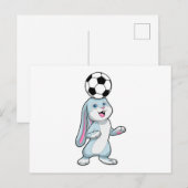 Konijn als voetballer met Voetbal Briefkaart (Voorkant / Achterkant)