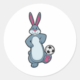 Konijn als voetballer met Voetbal Ronde Sticker