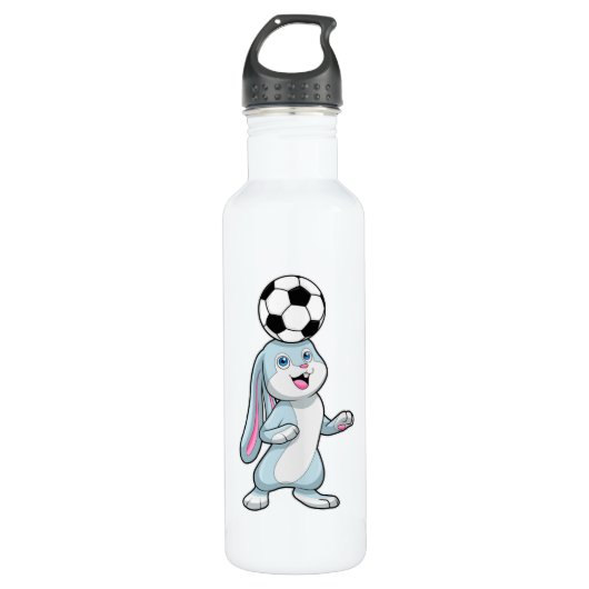 Konijn als voetballer met Voetbal Waterfles (Voorkant)