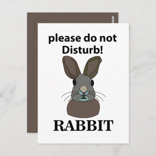 Konijn alsjeblieft niet storen grappig konijn briefkaart (Voorkant / Achterkant)