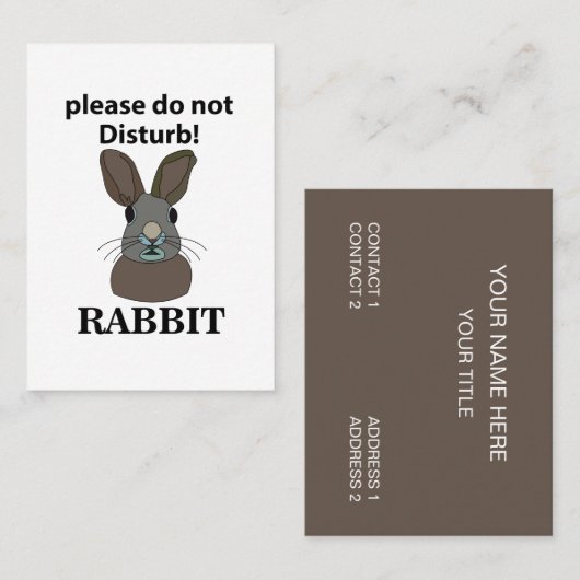 Konijn alsjeblieft niet storen grappig konijn visitekaartje (Voorkant / Achterkant)