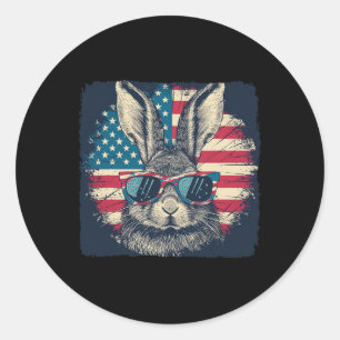 Konijn Amerikaanse Patriot 4th of Juli Gift Lover Ronde Sticker
