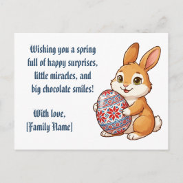 Konijn ansichtkaart - Ethnisch ei & Bewerkbare naa Feestdagenkaart