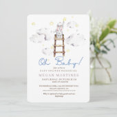  Konijn Aquarel Elegante Lieve Jongen Baby Shower  Kaart (Staand voorkant)