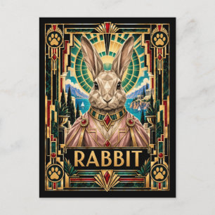 Konijn, Art Deco Wildlife Briefkaart