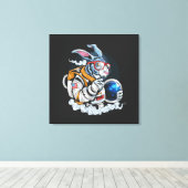 Konijn Astronaut Status Opgespannen Canvasprint Canvas Afdruk (Insitu (Houten vloer))