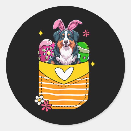 Konijn Australian Shepherd Pasen Chocolade Eieren  Ronde Sticker (Voorkant)