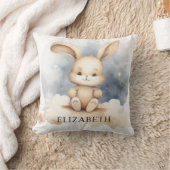 Konijn baby blauw sky beige boho kinderkamer kussen (Deken)