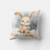 Konijn baby blauw sky beige boho kinderkamer kussen (Achterkant)