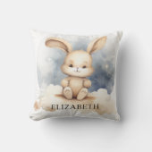 Konijn baby blauw sky beige boho kinderkamer kussen (Voorkant)