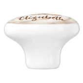 Konijn baby meisje beige schattig kinderdagverblij keramische knop (Zijkant)