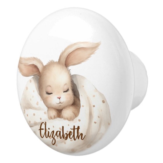 Konijn baby meisje beige schattig kinderdagverblij keramische knop (Rechts)