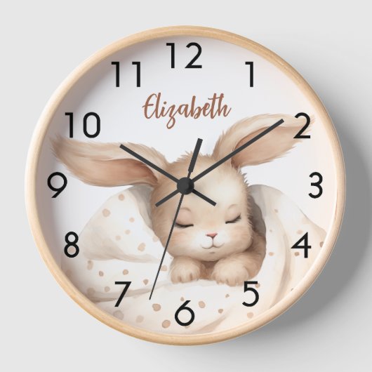 Konijn baby meisje beige witte kinderkamer (Voorkant)