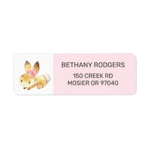 Konijn Baby Meisje Shower Envelop Retouradres Etiket