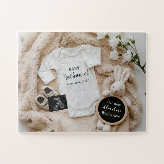konijn baby onthulling zwangerschapsaankondiging  legpuzzel (Horizontaal)