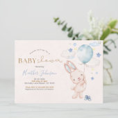 Konijn Baby Shower Jongen Kaart (Staand voorkant)
