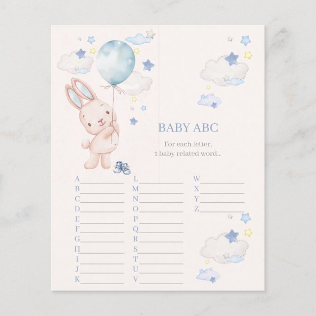 Konijn Baby Shower Jongen Spel (Voorkant)