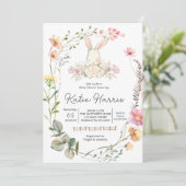 Konijn Baby shower, konijn baby uitnodiging (Staand voorkant)