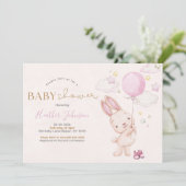 Konijn Baby Shower Meisje Kaart (Staand voorkant)