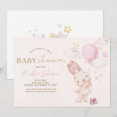 Konijn Baby Shower Meisje Kaart (Voorkant / Achterkant)