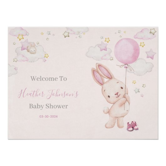 Konijn Baby Shower Meisje Perfect Poster (Voorkant)