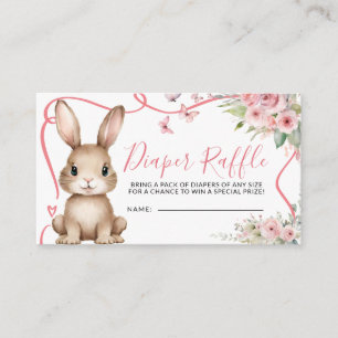 Konijn Baby Shower Meisje Roze Bloemrijke Luier Ra Informatiekaartje