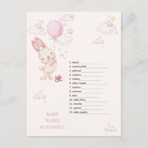 Konijn Baby Shower Meisje Spel Briefkaart